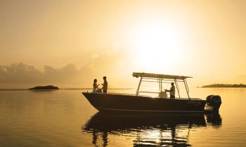 a small boat in a body of water