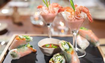 a close up of a plate of food on a table