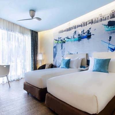 a large bed in a room