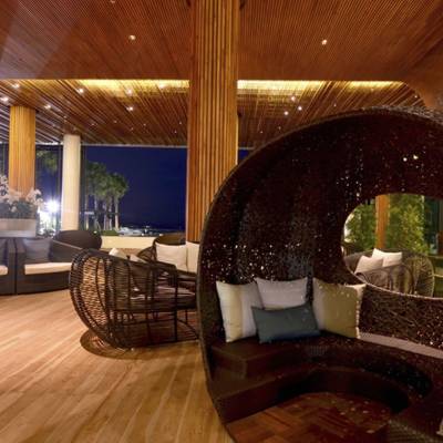a room filled with furniture and a large window