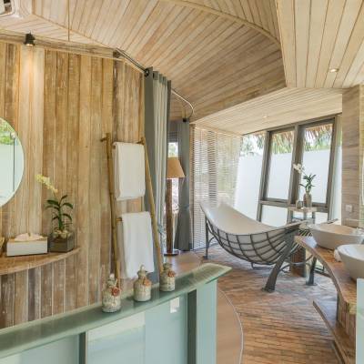 a room with a sink and a window