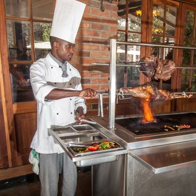 a man cooking in a kitchen