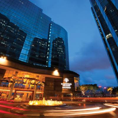 a view of a city at night