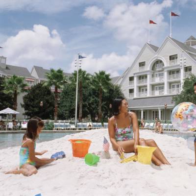 a group of people sitting at a beach