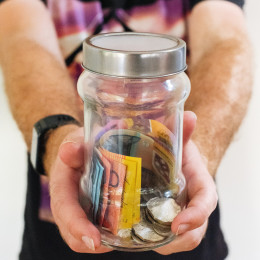 Australian currency inside Jar