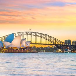 Downtown Sydney skyline, Australia at twilight