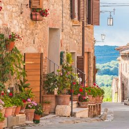The medieval old town in Tuscany, Italy