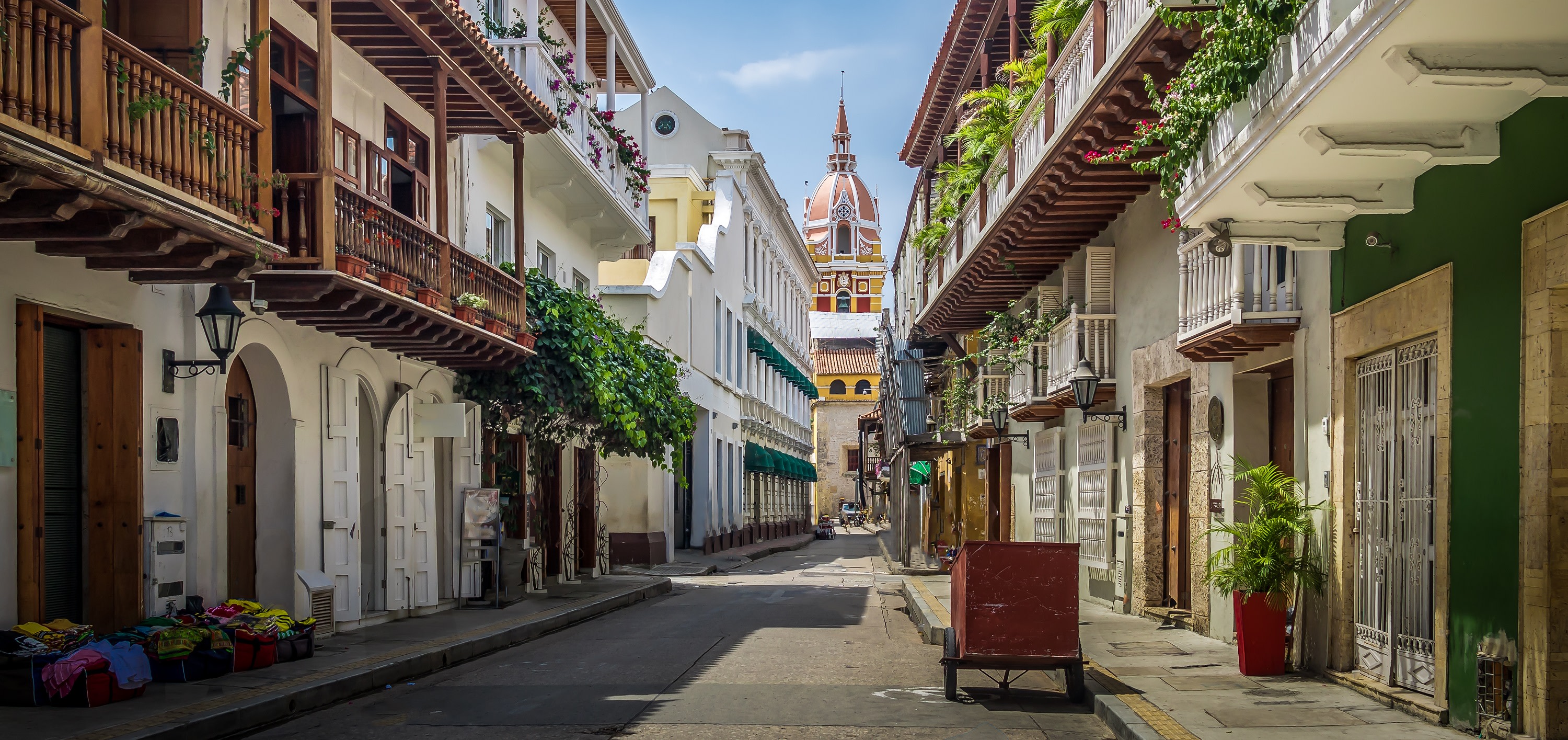 Street view and Cathedral - Cartagena de Indias, Colombia Enchanting Travels South America Vacation Colombia Tours Colombia travel guide