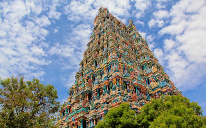 Ansicht des Meenakshi-Tempels w Madurai