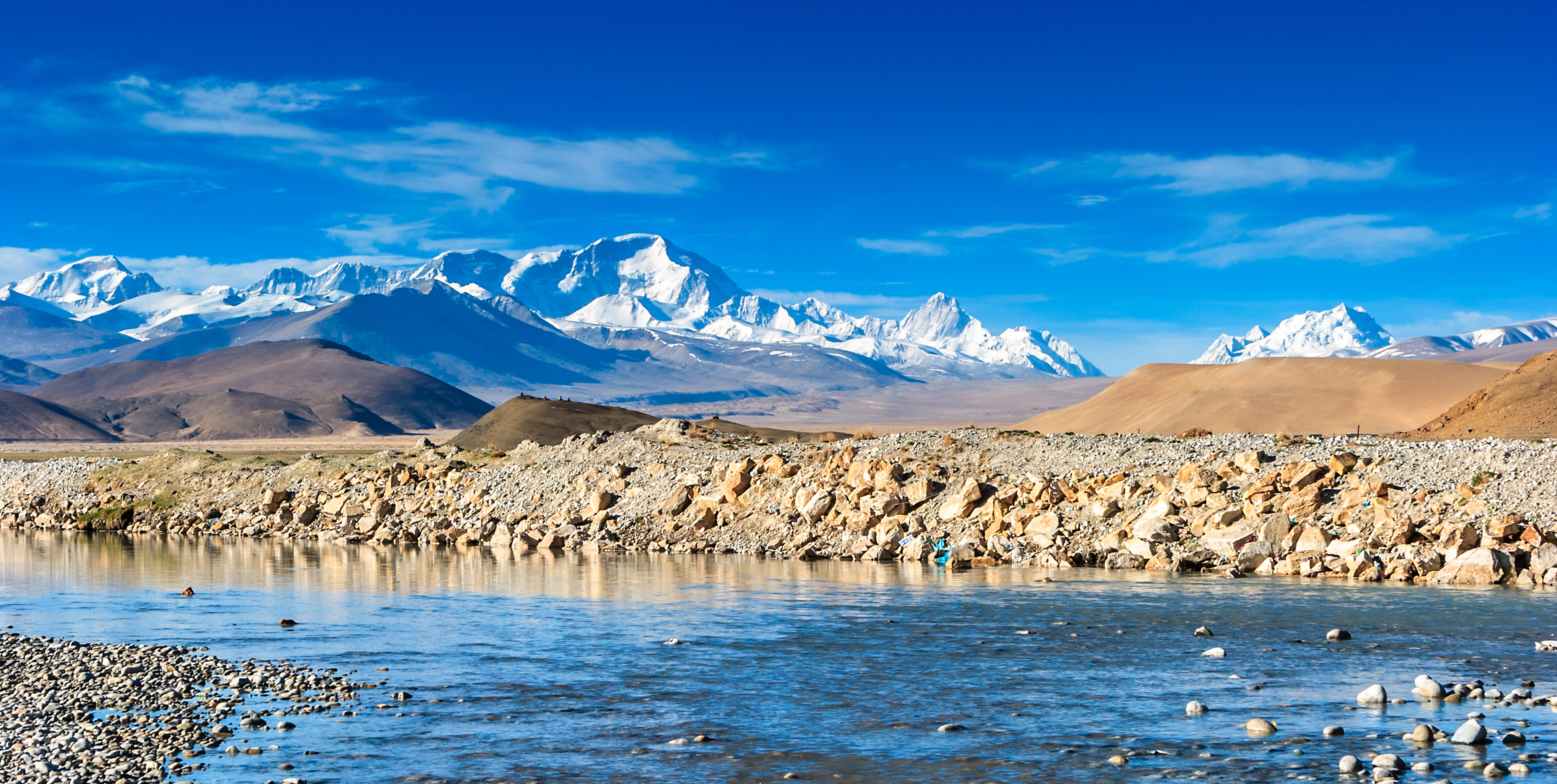 Mount Everest under sunlight, view from Tibet shutterstock_549866809
