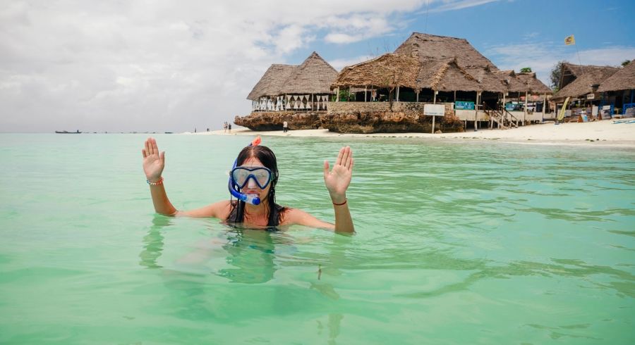 Snorkeling in the Indian Ocean at Zanzibar