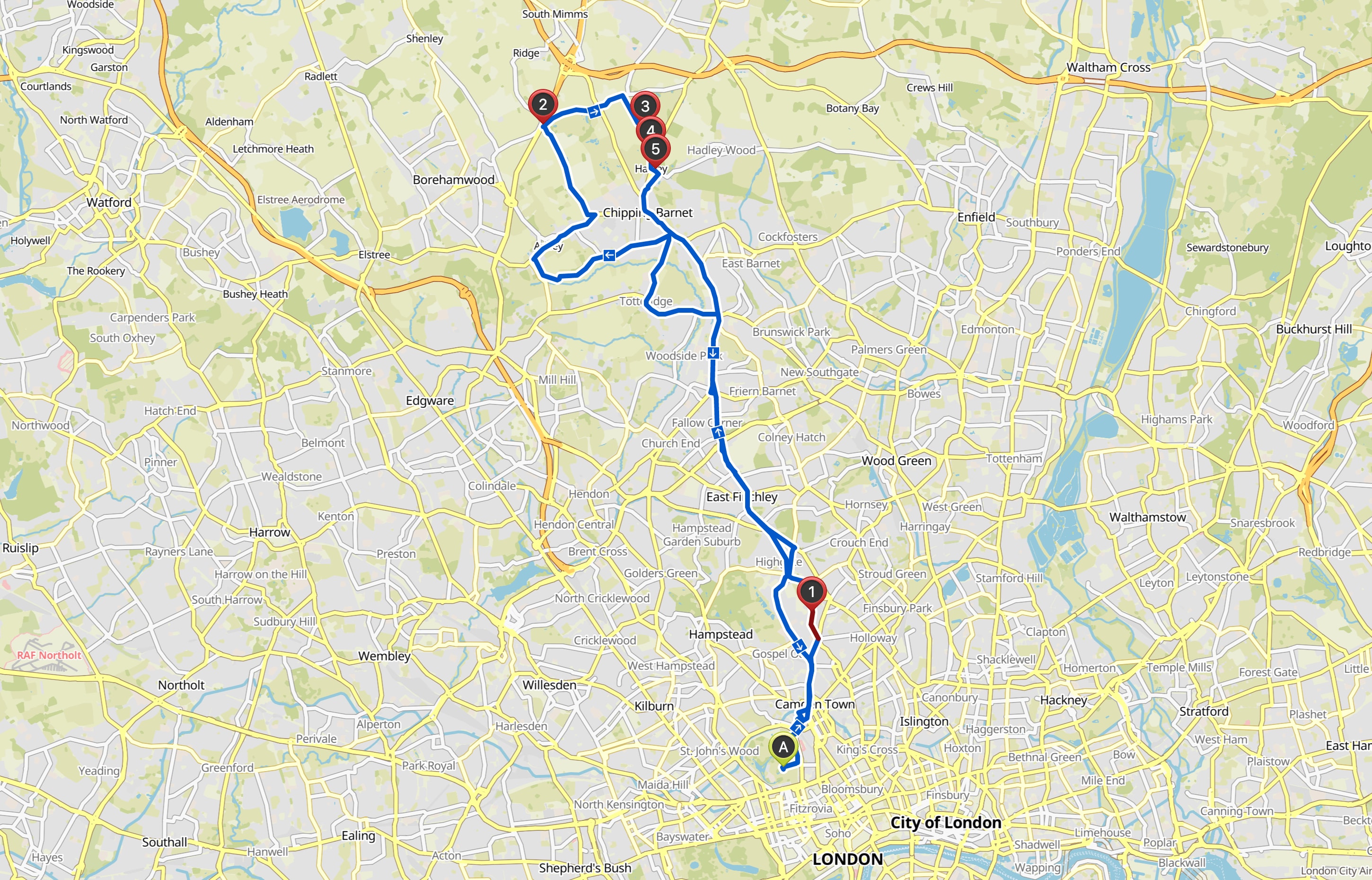 North London 50 cycle route