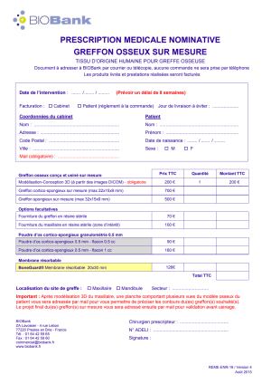 Reme enr 19 04 prescription dentaire greffon sur mesure nrxt6i - Eugenol