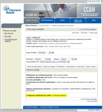 Catégorie médicale inlay onlay e61ma5 - Eugenol