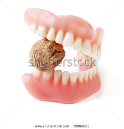 Stock photo prosthetic bridge with new strong teeth biting hard nut on white background 72992683 ckkier - Eugenol