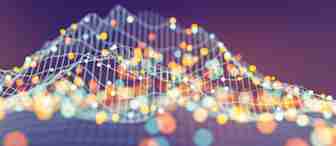 A colorful, abstract image featuring undulating lines with connecting points, resembling a network or graph, set against a gradient background. The points glow in various colors, creating a sense of depth and motion, evoking concepts of data visualization and connectivity.