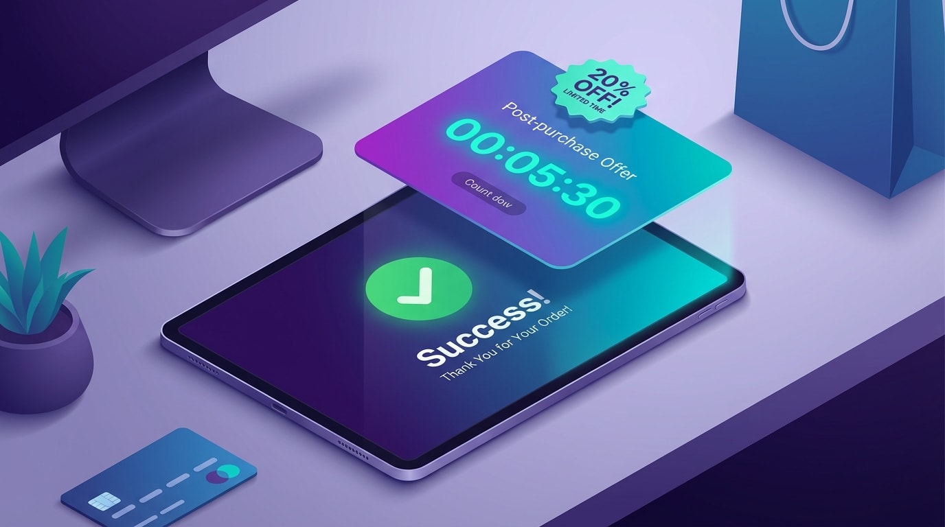 Customer completing checkout and receiving a time-sensitive post-purchase offer