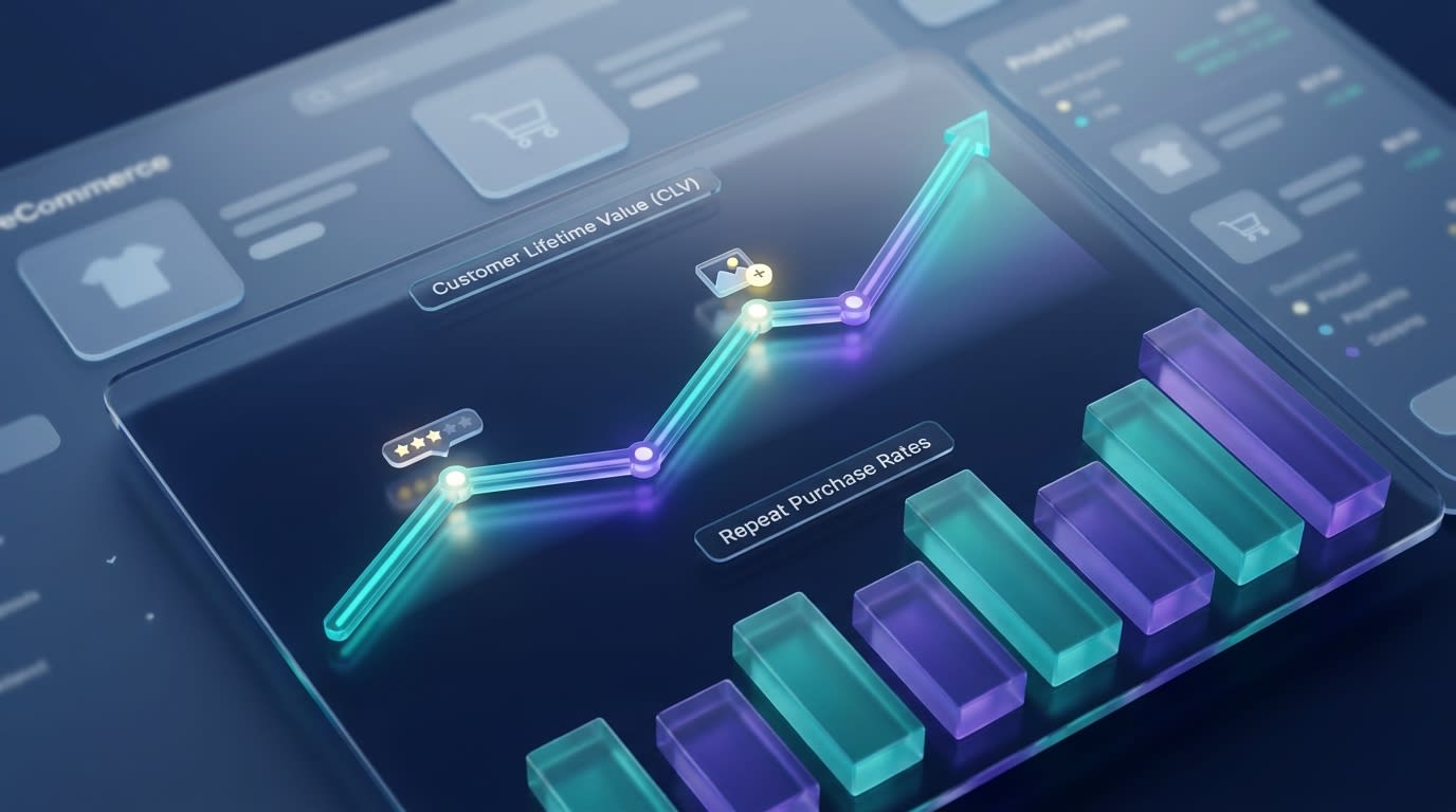 Data visualization chart showing the increase in Customer Lifetime Value and repeat purchase rates when UGC is integrated into post-purchase flows