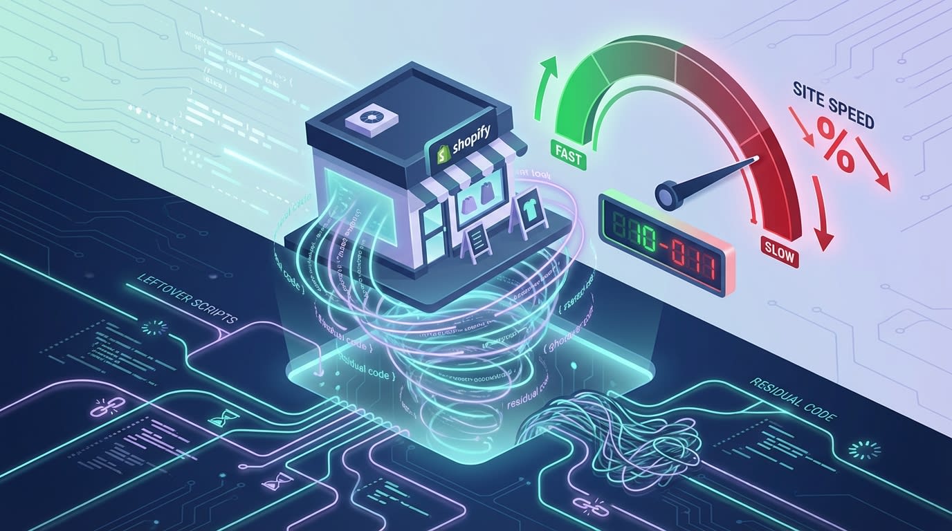 Diagram showing the impact of leftover Shopify app scripts on overall site performance
