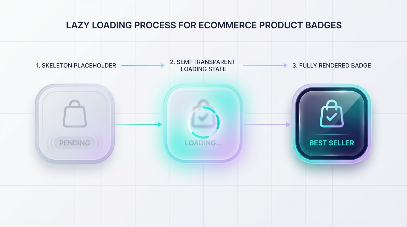 Technical diagram showing lazy loading sequence for product badges