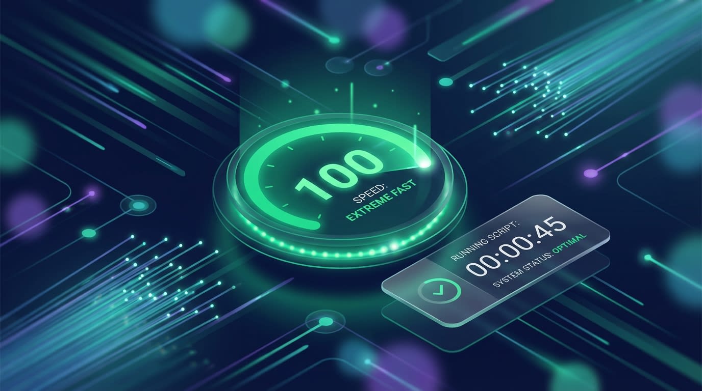 Web vitals speed test showing fast load times despite having a countdown script running