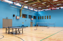 South Reading Sports Hall set up ready for badminton and table tennis