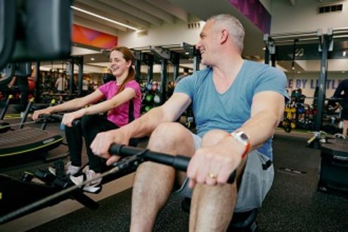 adult and Junior in the gym