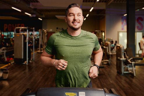 Man running on a treadmill