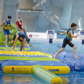 Kids playing in aqua splash