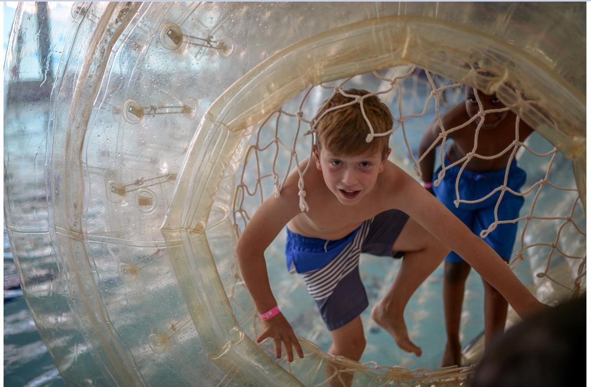 Boy enjoying a zorb party
