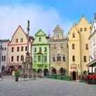 Pastel Colored Historic Buildings in Old Town Cesky Krumlov