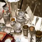 Silver and Bronze Antique Cups and Teapots