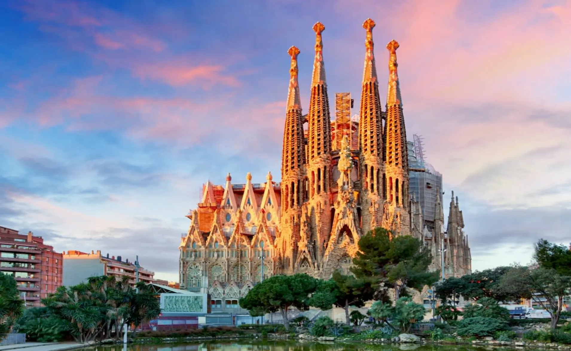Sagrada Familia in Barcelona at sunset