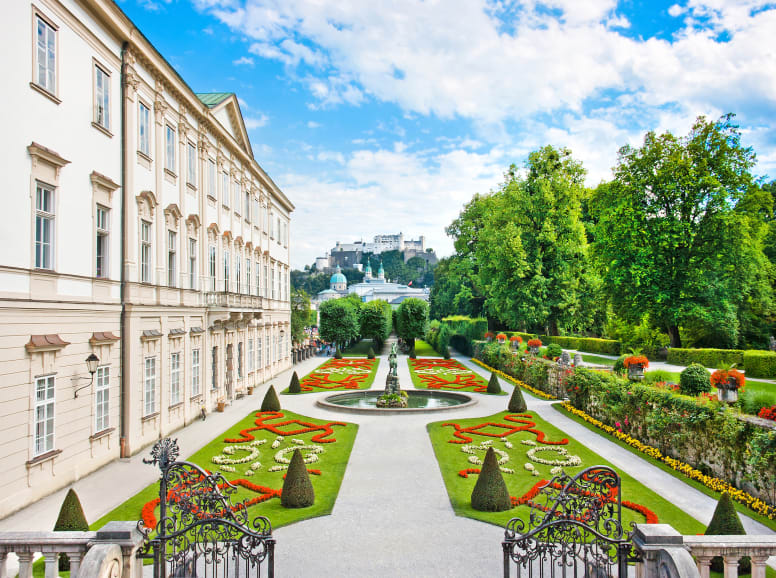Landscaped Gardens in Front of Palace in Salzburg