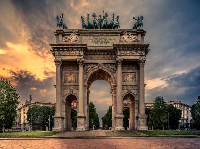 Arco Della Pace at Sunset in Milan Italy