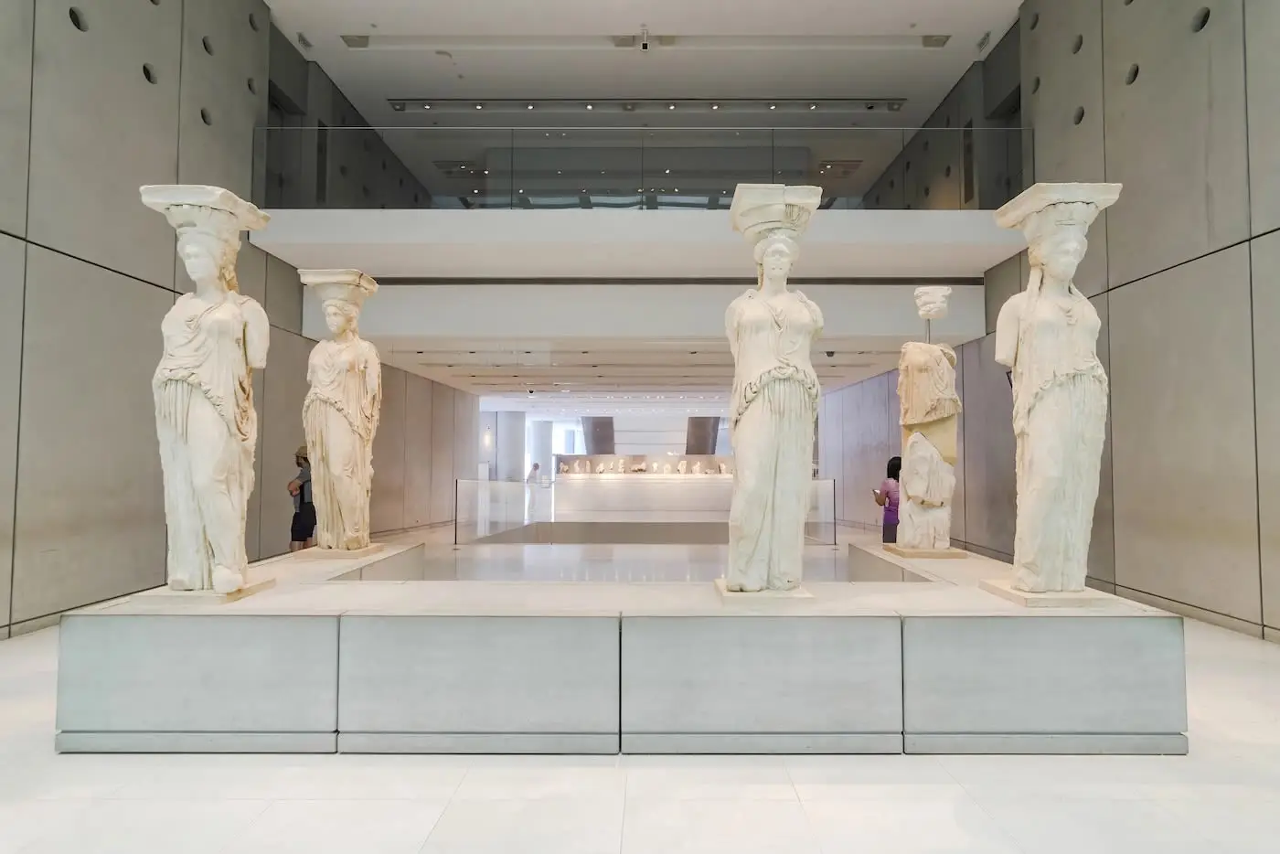 Statues inside of Acropolis Museum in Athens Greece