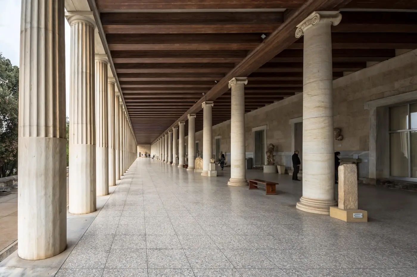 Columns in Stoa of Attalos at the Ancient Agora in Athens Greece