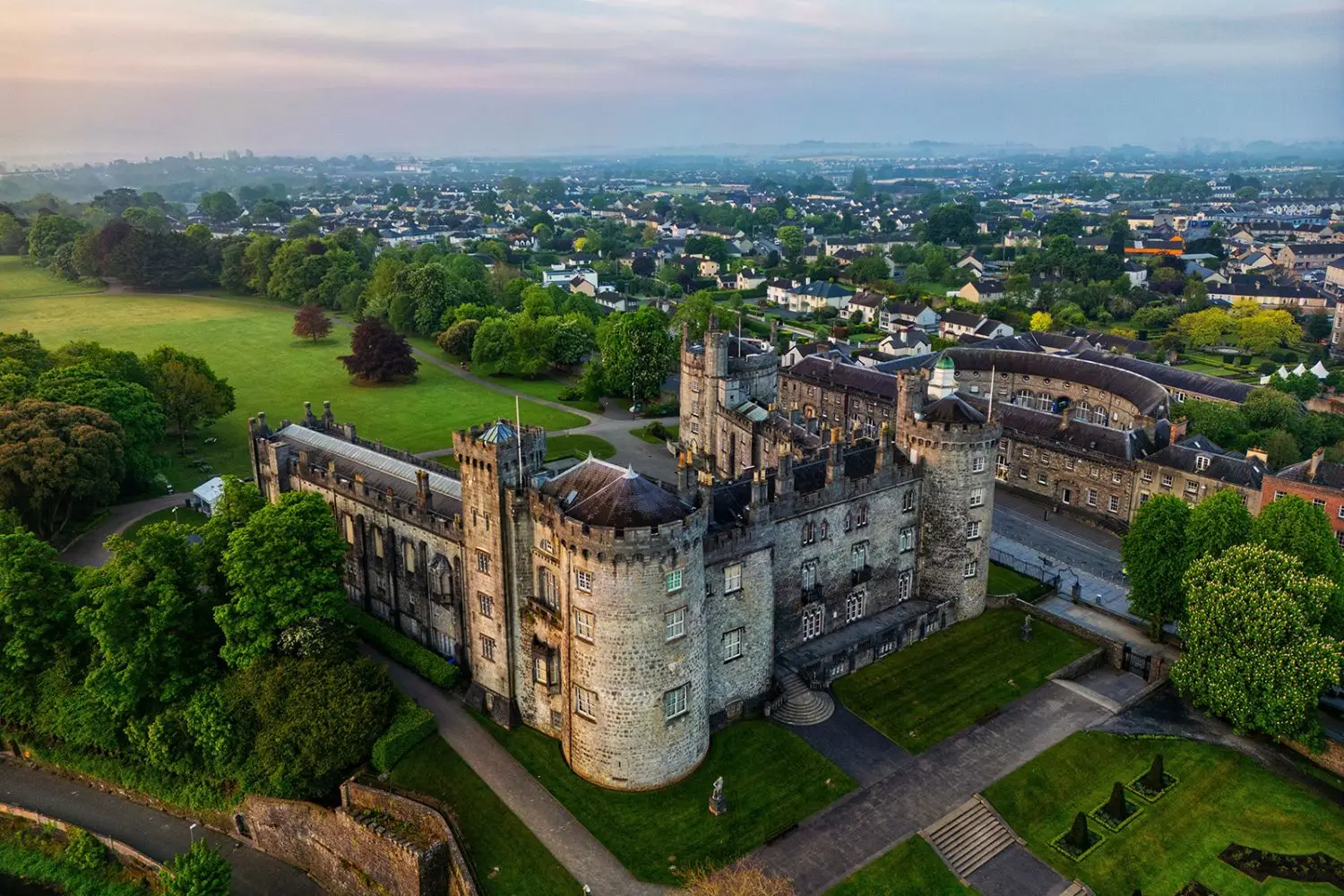 aerial view of Kilkenny Castle in Ireland