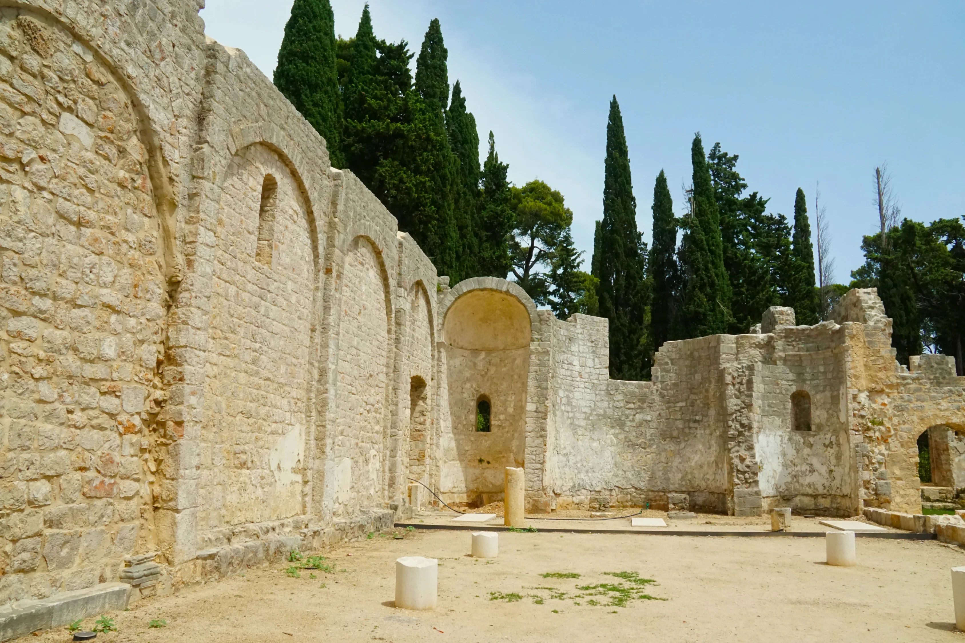 Walls of an Ancient Monastery on the Island of Lokrum