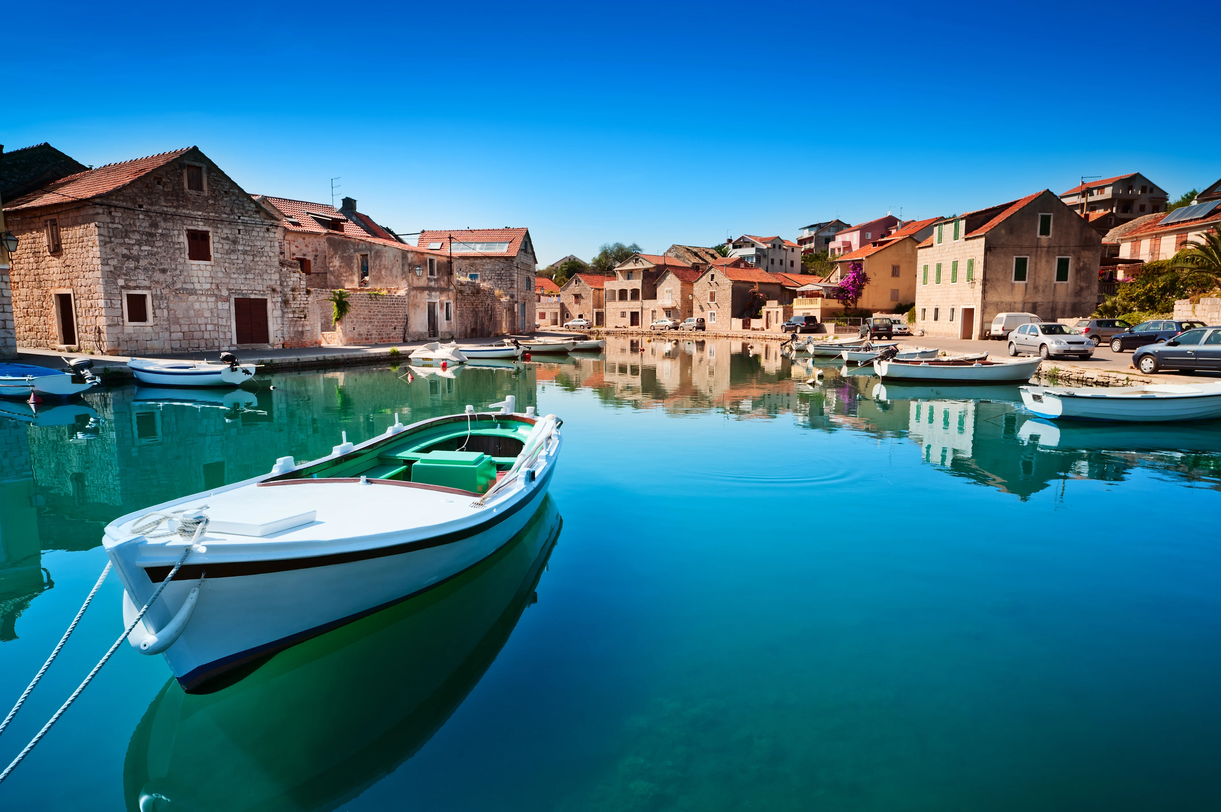 A Boat and Old Houses in Hvar