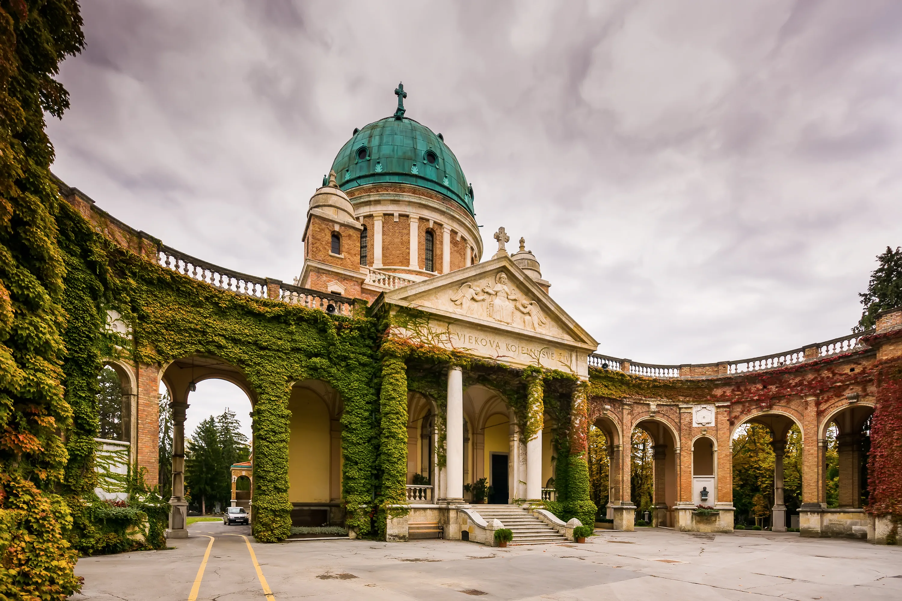 Arched Gateways Leading to a Cemetery in Zagreb 