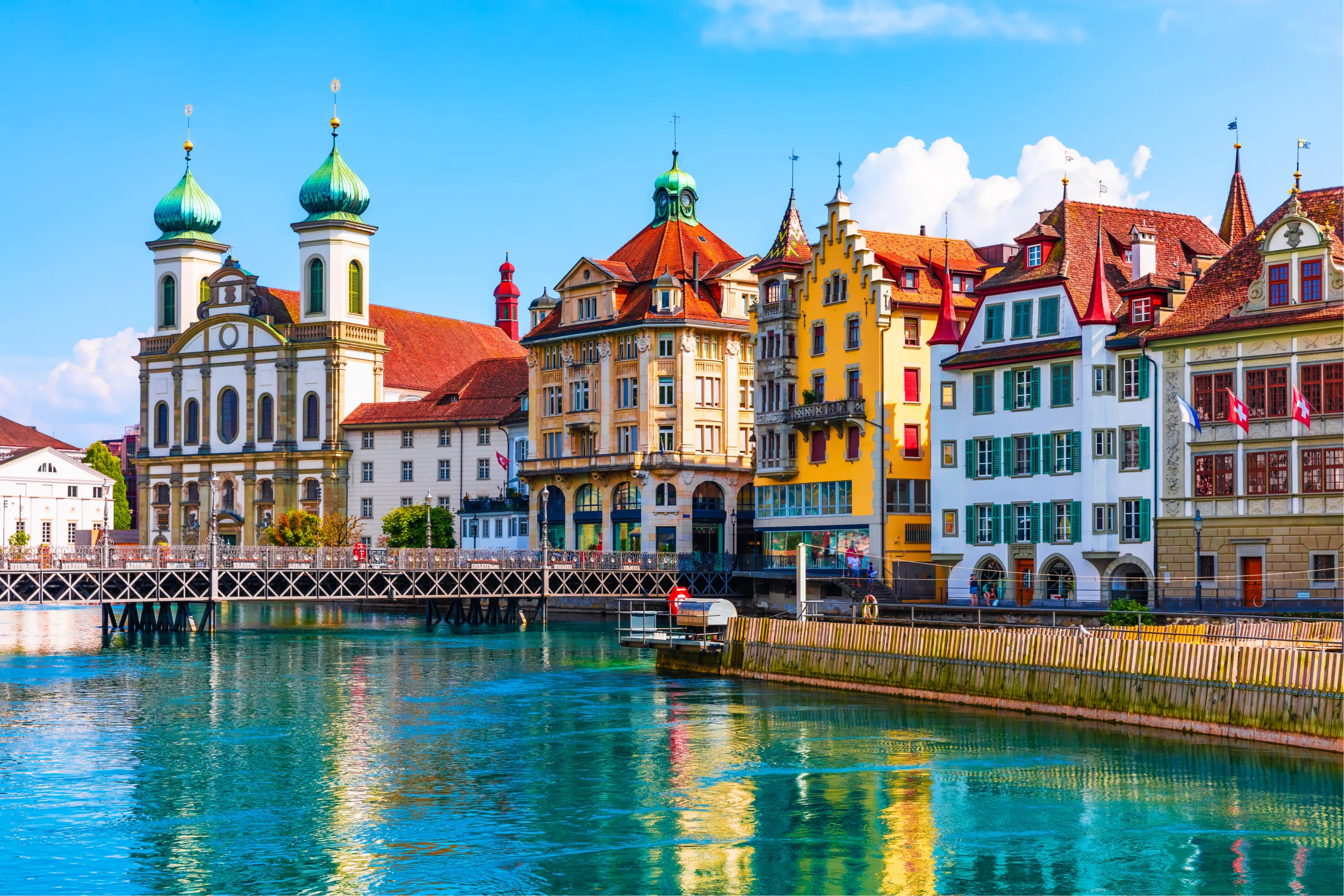 Colorful Historic Buildings in Old Town Lucerne