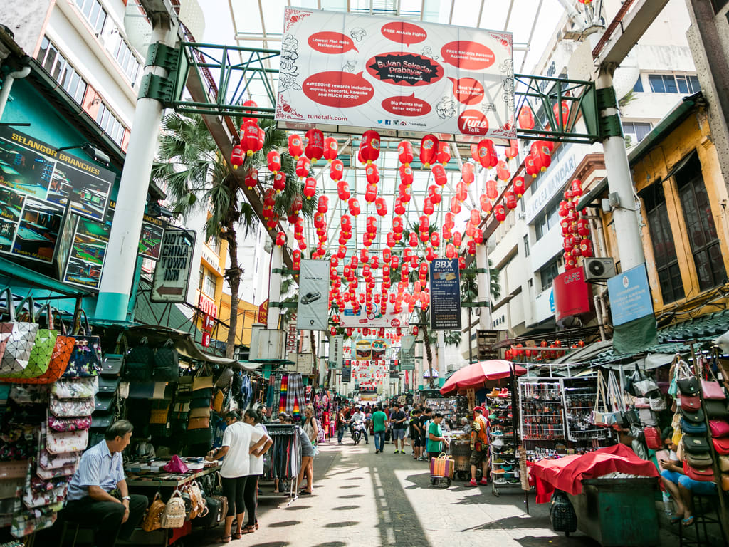 Petaling Street Market in Chinatown during the day