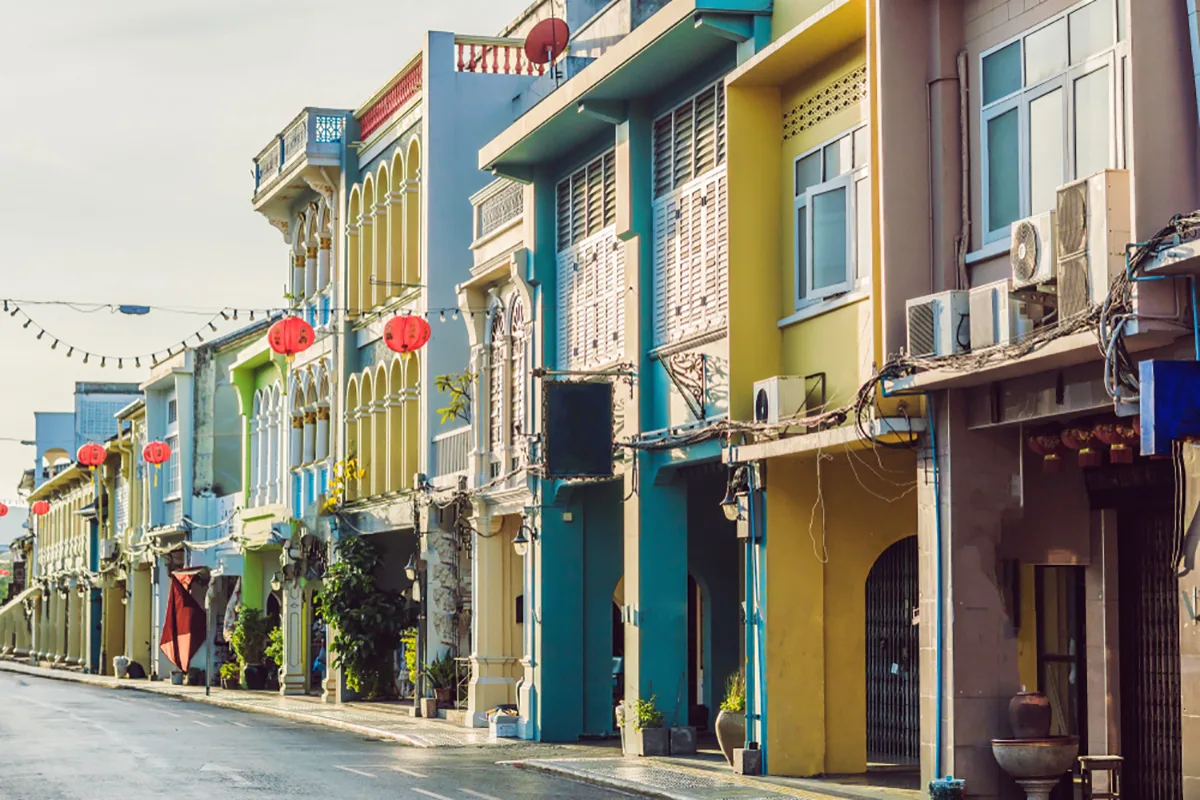 Old Sino Portuguese Buildings Line in Old Town Phuket