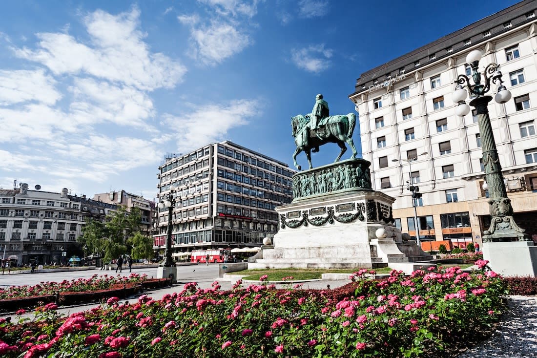 Statue of a Man Mounted on a Horse Pointing to the Distance