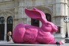 Giant Pink Rabbit Sculpture in Vienna Museum Quarter