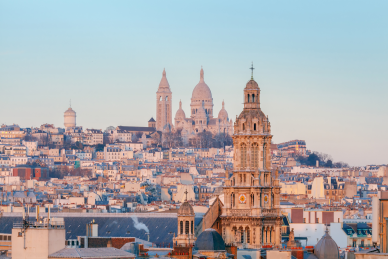 View of Rooftops to Montmartre in Paris 
