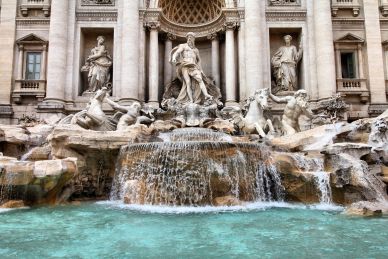 Closeup of the Trevi Fountain in Rome