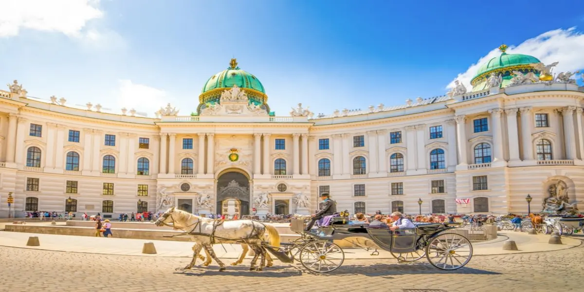 Exterior of the Hofburg Palace with its iconic green domes in Vienna