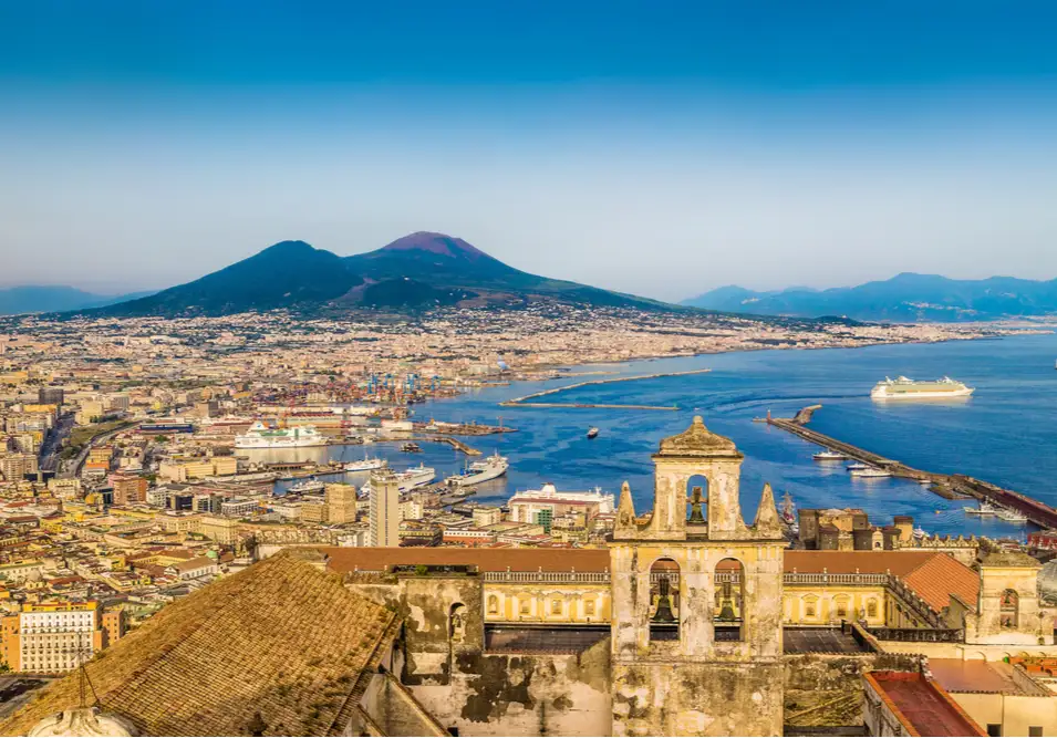 view of naples italy and mount vesuvius 